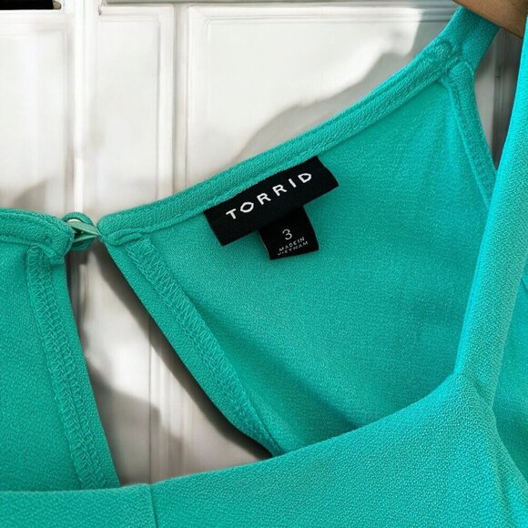 Torrid Sleeveless Keyhole Maxi Dress W/ Pockets Teal Green/Blue 3X Elastic Waist - Picture 5 of 8